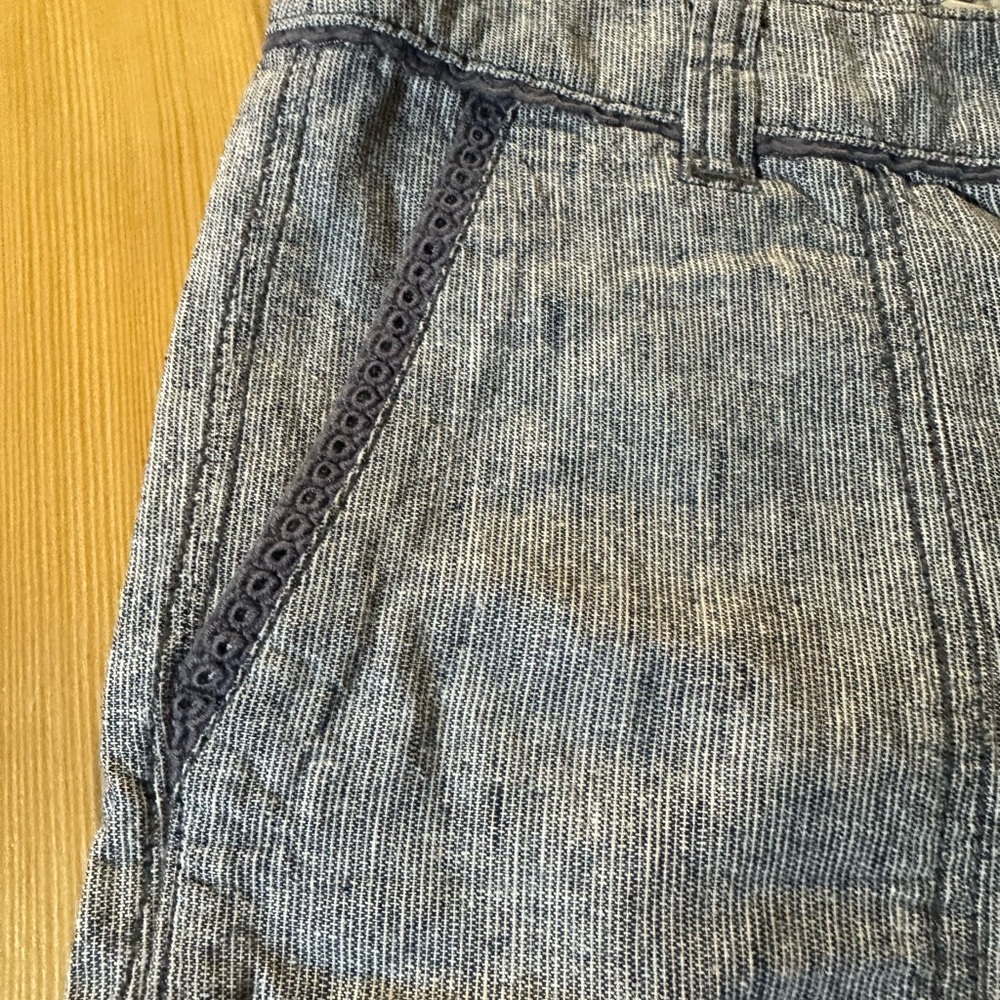 Pilcro and the Letterpress Blue Wide Leg Linen Blend Pants